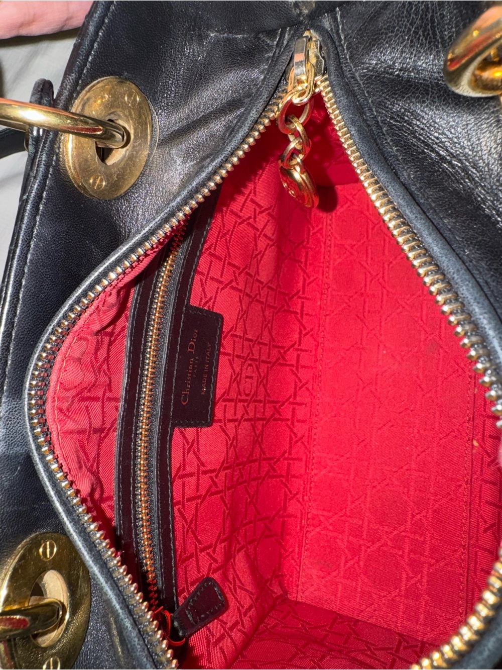 Dior Black Quilted Lady Dior Satchel with Gold Charms - Picture 9 of 11